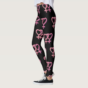 Leggings Guêtres noires avec le lgbt lesbien rose de