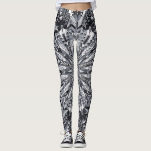 Leggings Guêtres noires, blanches, et grises de mandala de