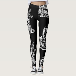 Leggings Guêtres noires d'Alice de chapelier fou