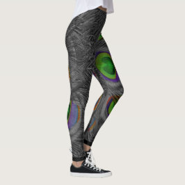 Leggings Guêtres noires de paon avec la couleur
