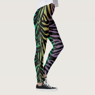 Leggings Guêtres noires de poster de animal de zèbre de
