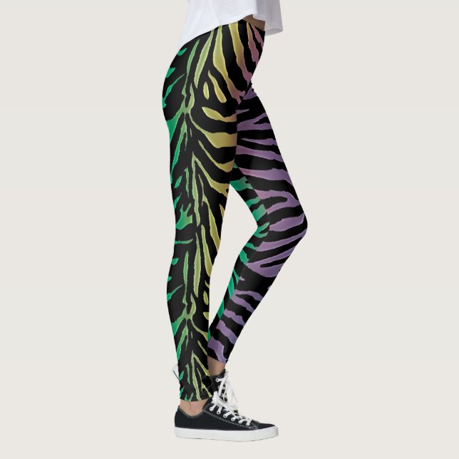 Leggings Guêtres noires de poster de animal de zèbre de (Droite)