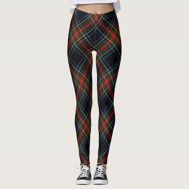 Leggings Guêtres noires de tartan de Sargent - de Stewart (Devant)