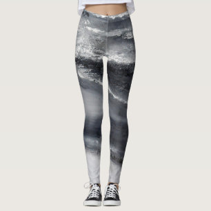 Leggings Guêtres noires et blanches de danse de la plage I