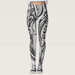 Leggings Guêtres noires et blanches de graffiti