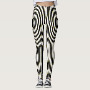 Leggings Guêtres noires et blanches de motif de rayure