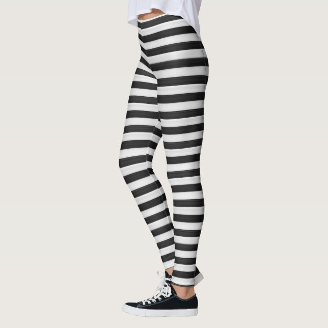 Leggings Guêtres noires et blanches de rayures (Gauche)