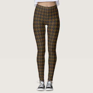 Leggings Guêtres noires et Brown de motif de pied-de-poule