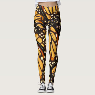 Leggings Guêtres noires oranges d'abrégé sur papillon de