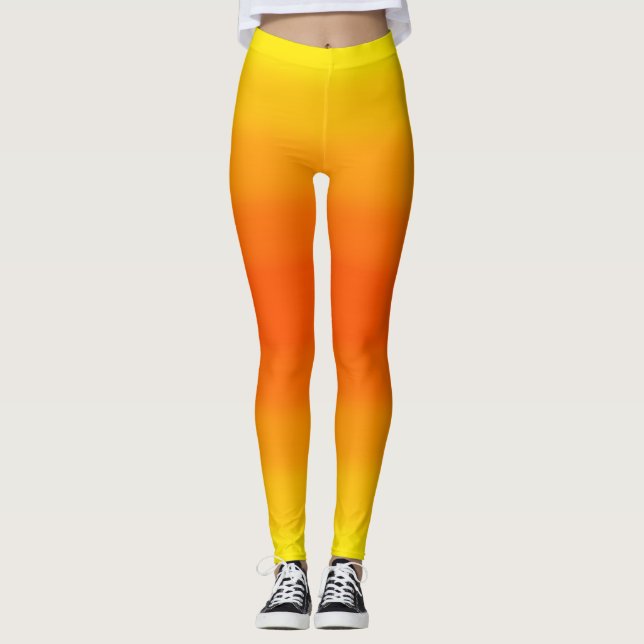 Leggings Guêtres oranges et jaunes de gradient (Devant)