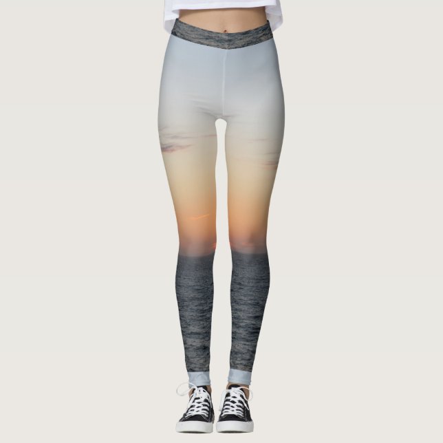 Leggings Guêtres oranges rougeoyantes de coucher du soleil (Devant)