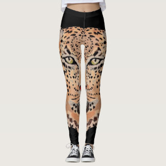 Leggings Guêtres peintes à la main d'empreinte de léopard