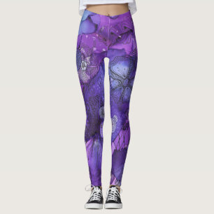 Leggings Guêtres pourpres abstraites d'écoulement