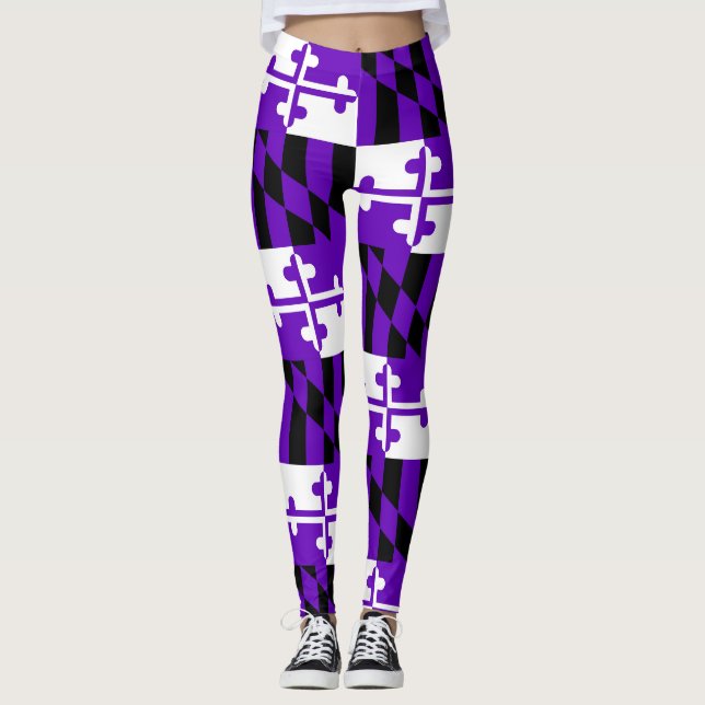 Leggings Guêtres pourpres de drapeau du Maryland de jour de (Devant)