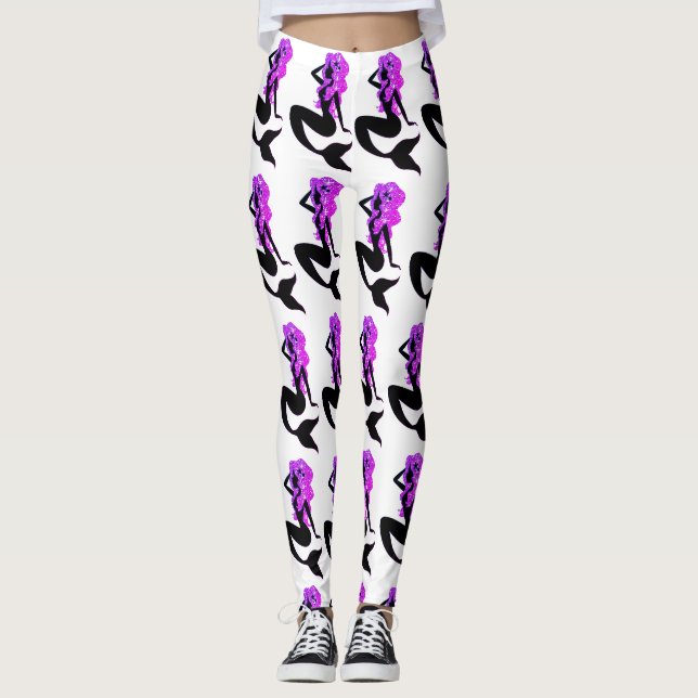 Leggings Guêtres pourpres de yoga de sirène (Devant)