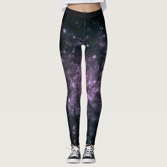 Leggings Guêtres pourpres d'impression de galaxie (Devant)