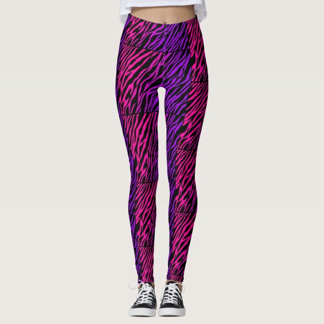 Leggings Guêtres pourpres roses géniales d'impression de (Devant)