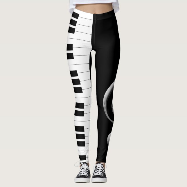Leggings Guêtres principales de clef triple de piano (Devant)