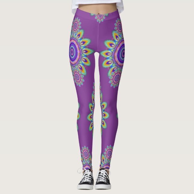 Leggings Guêtres psychédéliques de BoHo de surf chaud de (Devant)