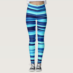 Leggings Guêtres rayées bleues et turquoises
