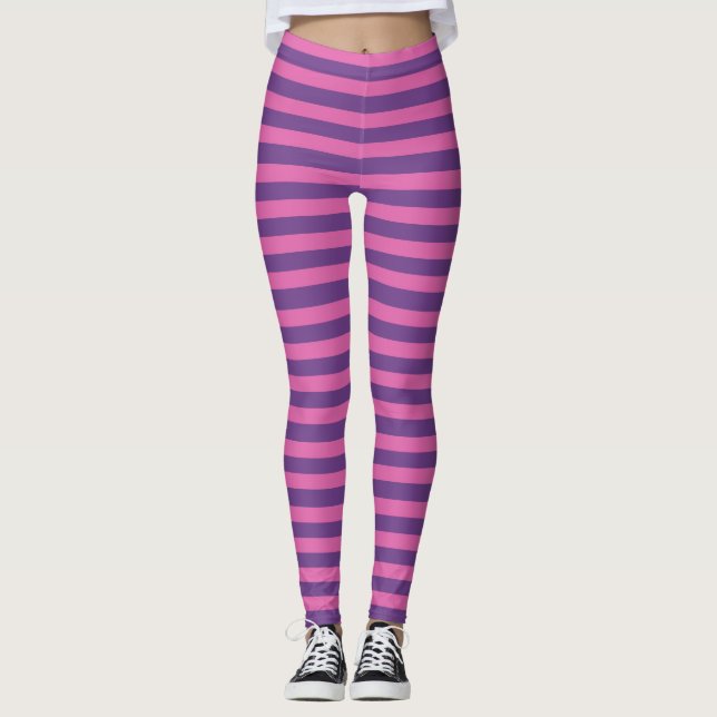 Leggings Guêtres rayées de Halloween de lavande pourpre (Devant)