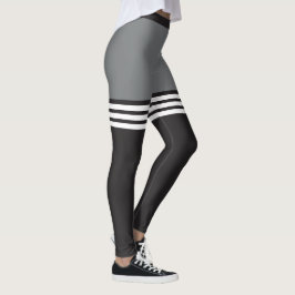 Leggings Guêtres rayées noires et blanches de sports