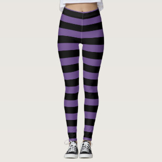 Leggings Guêtres rayées pourpres et noires de Halloween