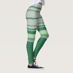 Leggings Guêtres - rayures de crochet en vert
