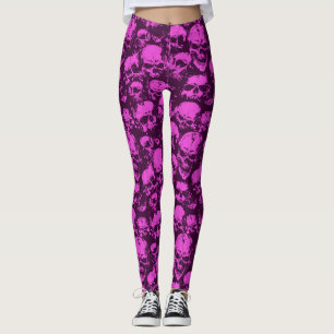 Leggings Guêtres roses de crâne