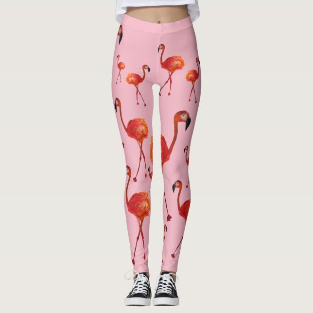 Leggings Guêtres roses de Flamants roses (Devant)