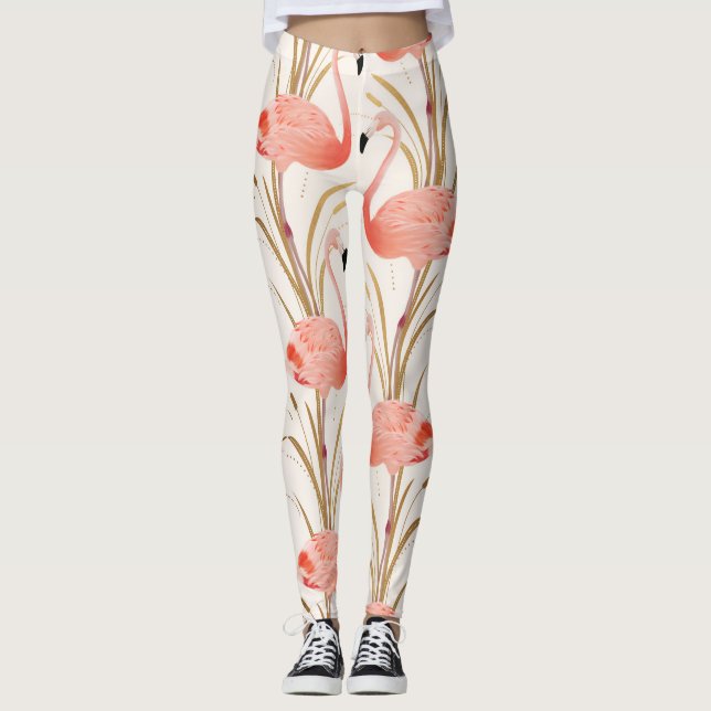 Leggings Guêtres roses de séance d'entraînement de Flamant (Devant)