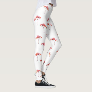 Leggings Guêtres roses et blanches à la mode de Flamant