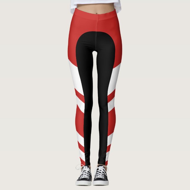 Leggings Guêtres rouges/blanches/noires de bande latérale (Devant)