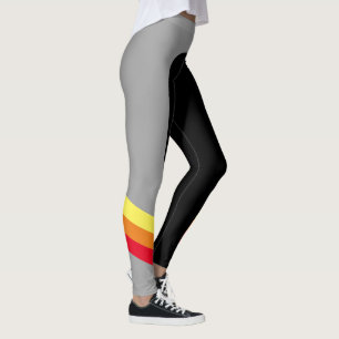 Leggings Guêtres rouges/oranges/jaunes sportives de rayure