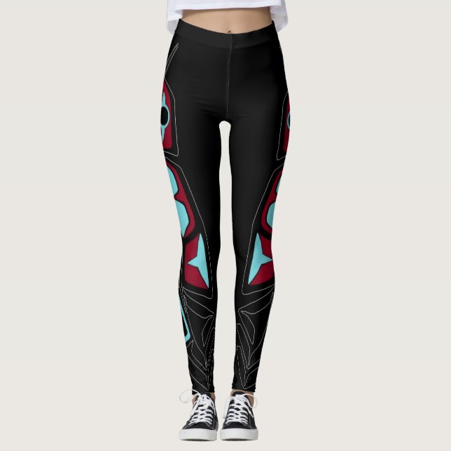 Leggings Guêtres tribales de plume (Devant)