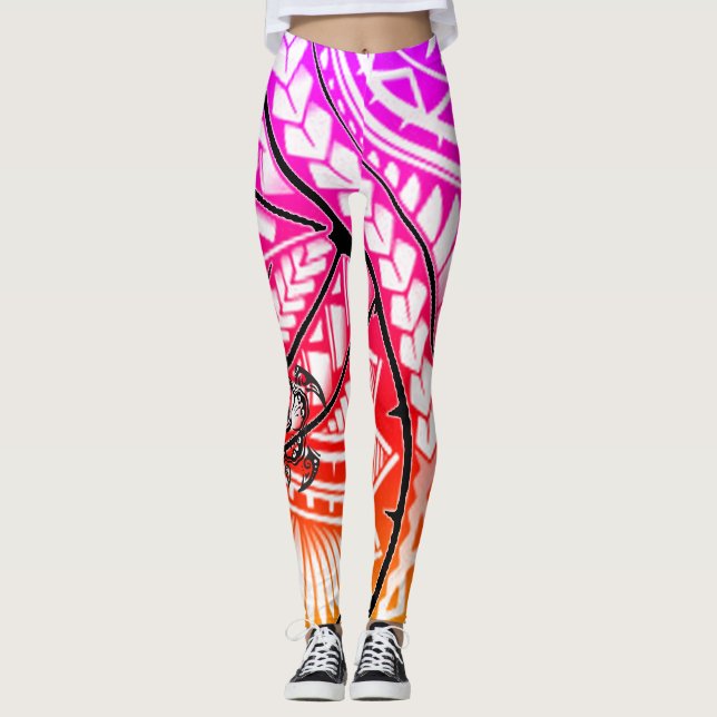Leggings Guêtres tribales hawaïennes (Devant)