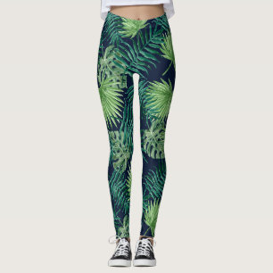 Leggings Guêtres tropicales de la jungle de feuille