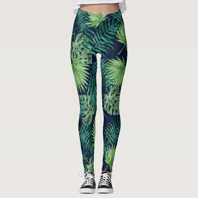 Leggings Guêtres tropicales de la jungle | de feuille (Devant)