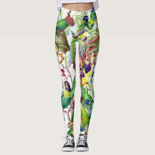 Leggings Guêtres tropicales d'impression d'oiseaux de