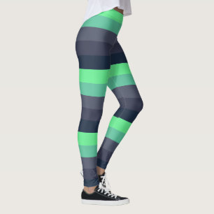 Leggings Guêtres vertes au néon de rayure de lueur