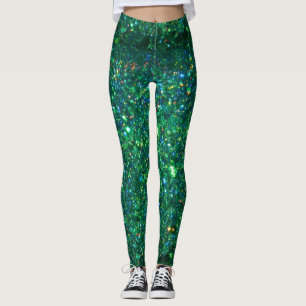Leggings Guêtres vertes de parties scintillantes