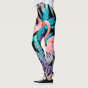 Leggings Guêtres vibrantes et roses d'impression de Flaman