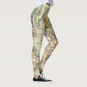 Leggings Guêtres vintages d'aventure de carte du monde de