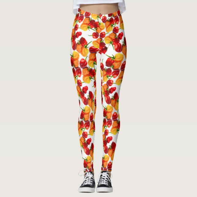Leggings Habanero Chiliers Rouges Poivrons Orange Chaud (Devant)