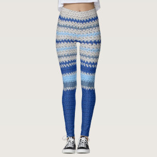 Leggings - Häkelarbeit-Streifen im Blau