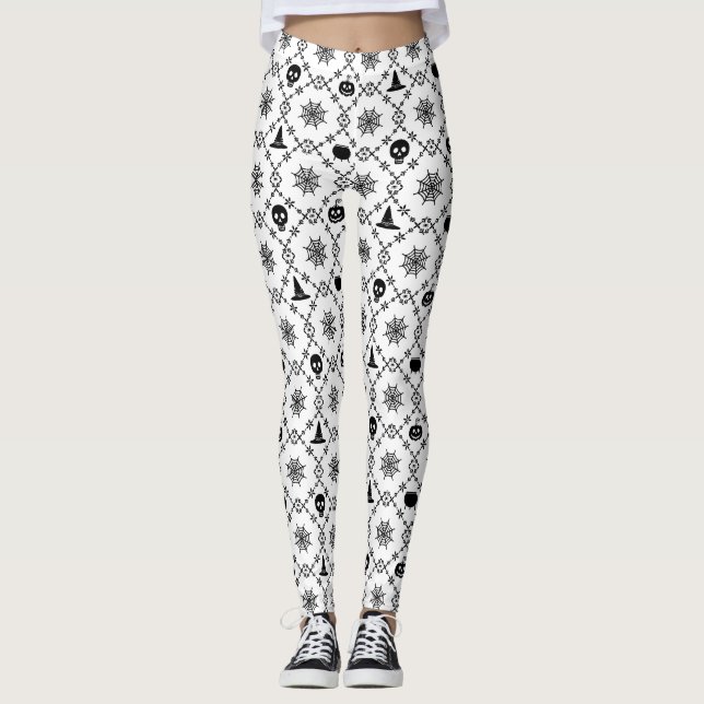Leggings Halloween avec des sculptures noires (Devant)