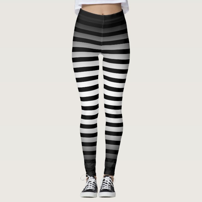 Leggings Halloween Bandes verticales noir et blanc ombre (Devant)