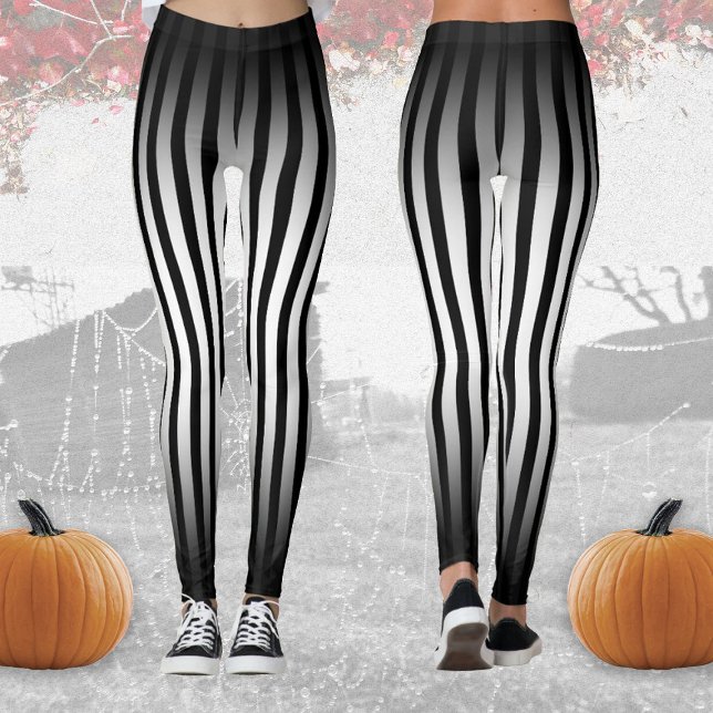 Leggings Halloween Bandes verticales noir et blanc ombre (Créateur téléchargé)