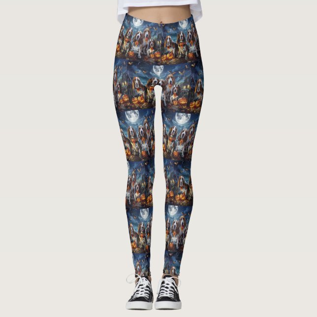 Leggings Halloween Basset Hound Éffrayant (Devant)