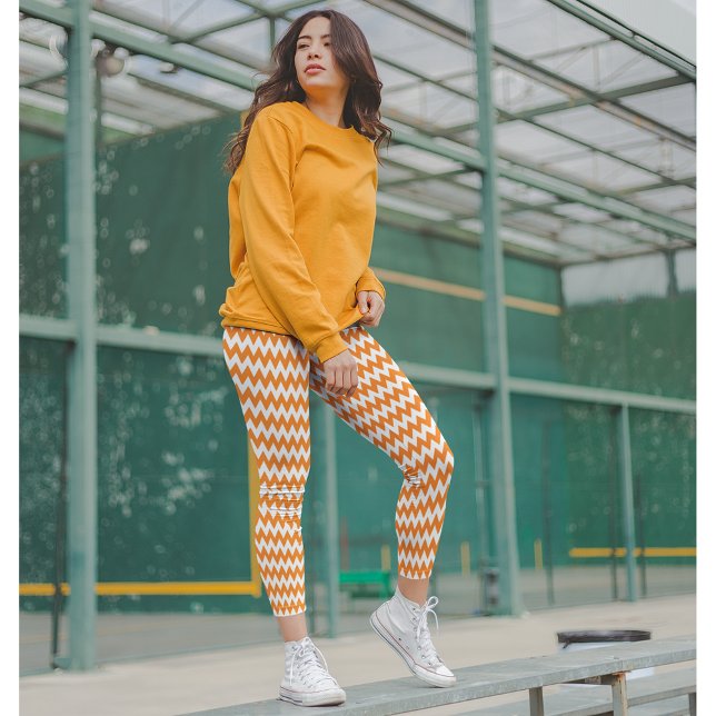 Leggings Halloween Chic Orange Blanc Style Costume sorcier  (Halloween Chic Orange White Stylish Witch Costume Leggings)